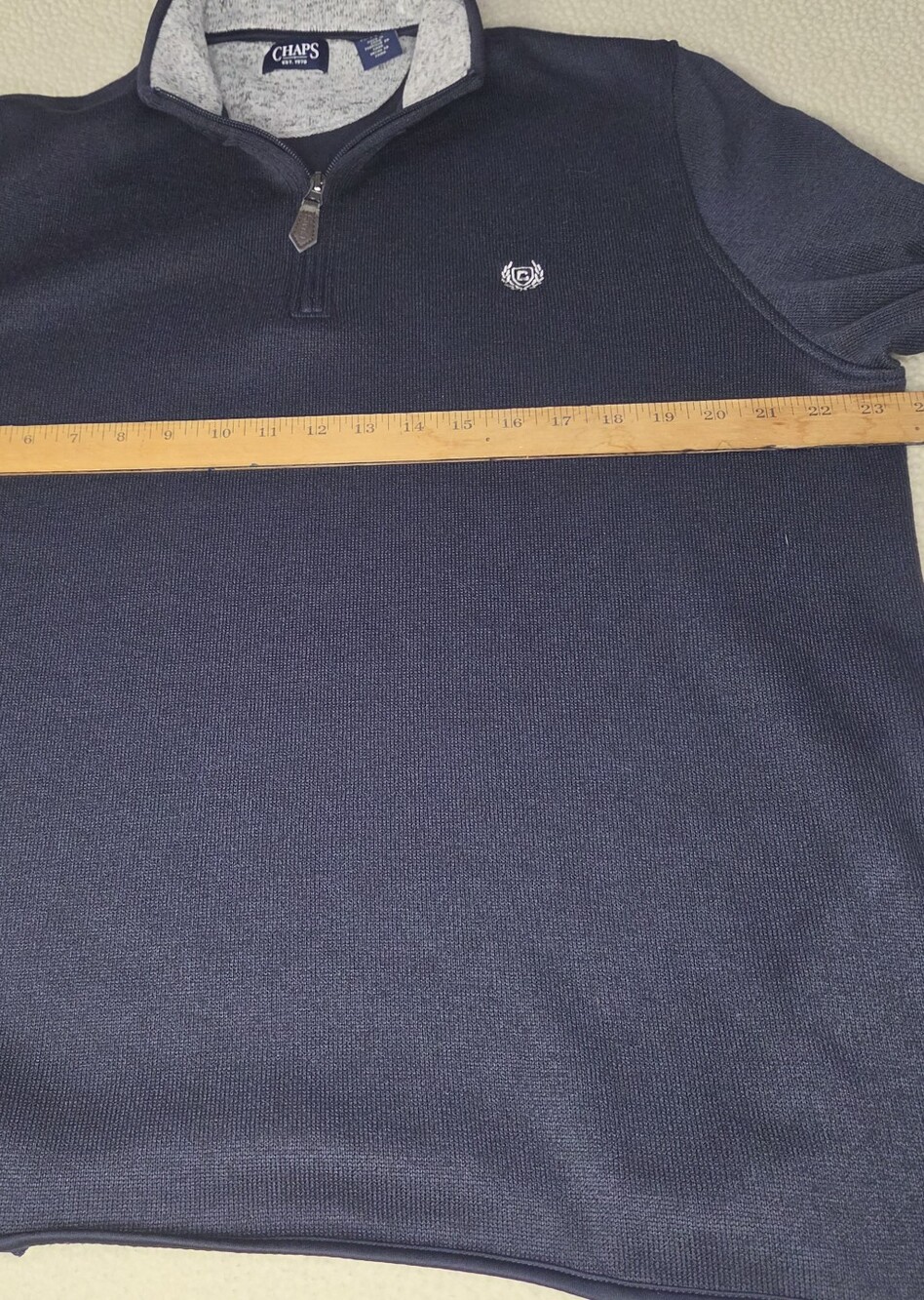 Chaps Men's Navy Quarter-Zip Sweater with Contrast Collar Size XL - Picture 3 of 9